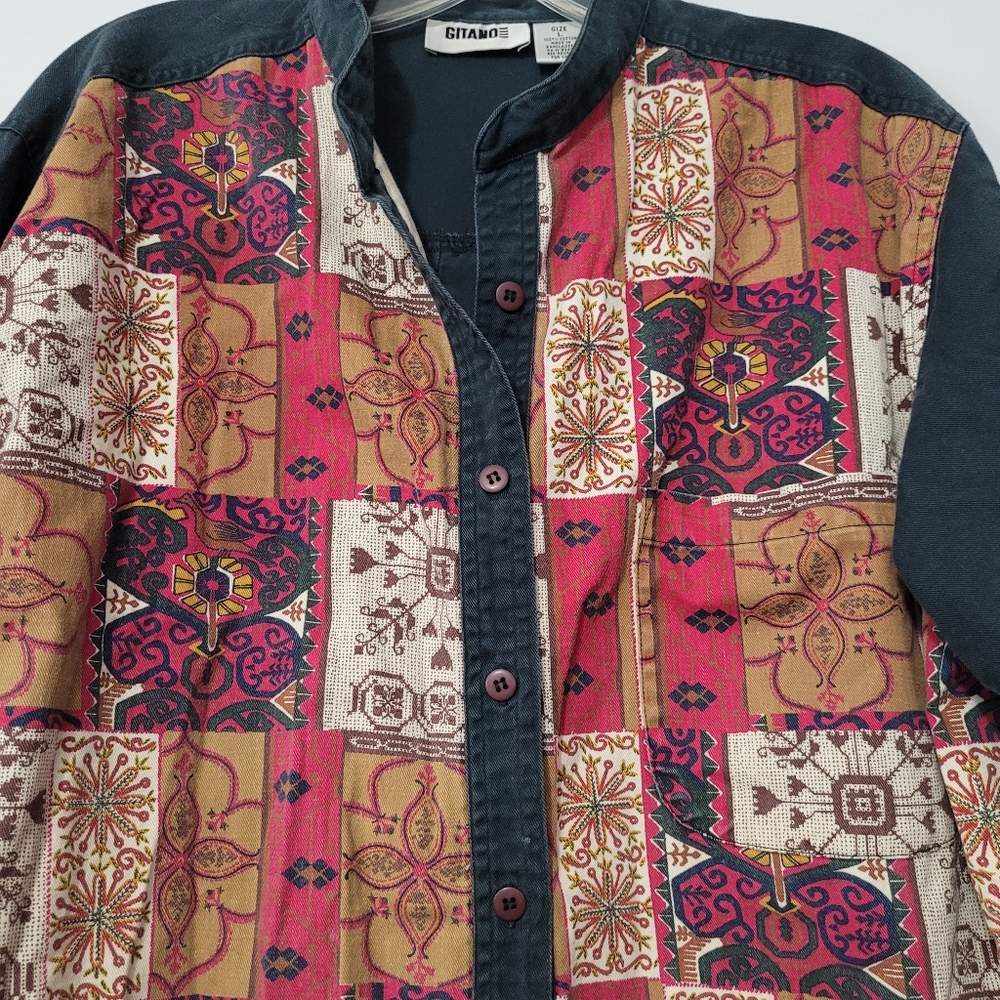 Vintage Gitano Long Sleeve Patchwork Pattern West… - image 2